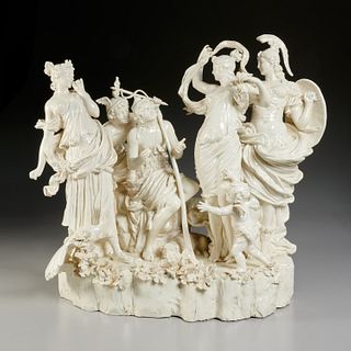 Monumental Italian creamware figural group