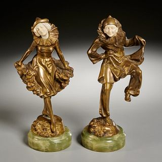Pair Austrian Art Deco gilt bronze figures