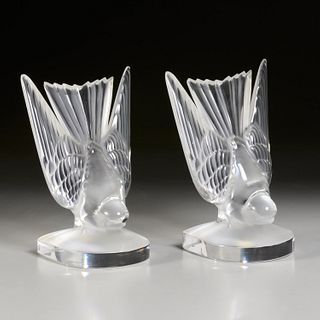 Lalique, pair "Hirondelle" bookends