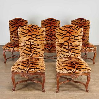 Set (5) Louis XV style beechwood dining chairs