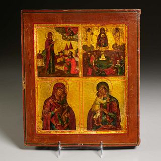 Four part Russian Icon, the Holy Birth