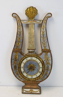 Midcentury Mirrored Lyre Form Clock