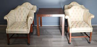 BAKER. 4 Wing Back Tufted Chairs