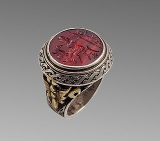 Antique Persian Silver Ring With Intaglio.
