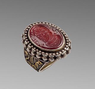 Antique Persian Silver Ring With Intaglio. 