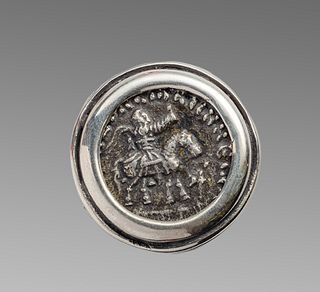Ancient Greek Silver coin set in Silver ring c.15 BC. 
