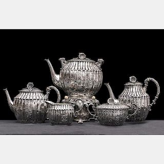 A  Hanau Silver Tea and Coffee Set with Gilt Wash by J.D. Schleissner & Sohne, 19th Century.