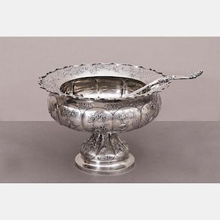 A Sterling Silver Punch Footed Bowl, 19th/20th Century.