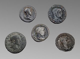 Lot of 5 Ancient Roman Bronze Coins c.1st-3rd cent AD. 
