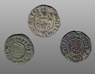 Lot of 3 Medieval Armenian Bronze Coins Hetoum I, Levon c.13th century AD. 