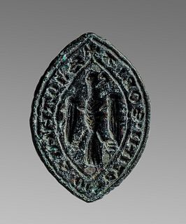 Antique Bronze Seal Matrix Spain c.14th cent AD. 