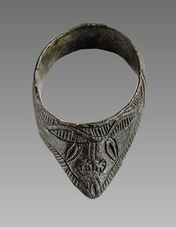 European, Hungary 15th century Bronze Archers Ring.  