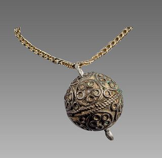 Ancient Byzantine Filligreed Spherical Bead pendant c.800-1200 AD. 