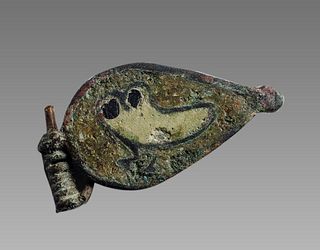 Ancient Roman Bronze Brooch with Enamelled Owl c.2nd century AD. 