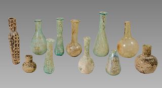 Lot of 11 Ancient Roman Glass Bottles c.1-2nd century AD. 