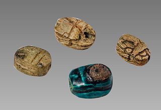 Lot of 4 Ancient Egyptian Steatite stone Scarab c.700-30 BCE. 