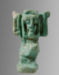 Ancient EGYPTIAN Faience god Shu Amulet c.635-30 BCE. 
