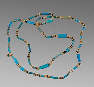 Ancient EGYPTIAN Blue Faience Mummy Bead Necklace c.635-30 BCE. 
