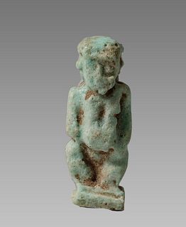 Ancient EGYPTIAN Faience Pataikos Amulet Late Period. 664-332 BCE. 