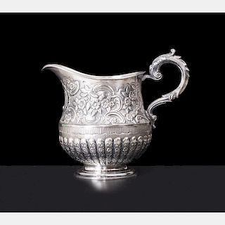 An English Sterling Silver Repoussé Pitcher with Full Hallmarks, London, 1811-1812, Henry Sardet Silversmith.