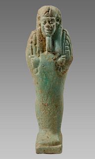 Ancient EGYPTIAN BLUE FAIENCE USHABTI Ex Christies. 