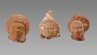 Lot of 3 Ancient Roman Egyptian Terracotta Heads c.2nd century AD. 