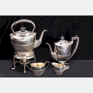 A Gorham Sterling Silver Four Piece Tea Service, 20th Century.