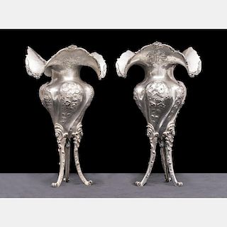 A Pair of French Silver Vases, ca. 1838.
