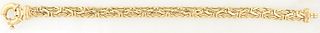 14K Yellow Gold Flat Link Bracelet, each of the rectangular links with intertwined flat loops, L.-