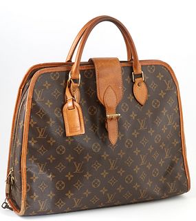 Louis Vuitton Brown Monogram Coated Canvas Vintage Rivoli Handbag, the exterior with vachetta leather border, handles, luggage tag a...