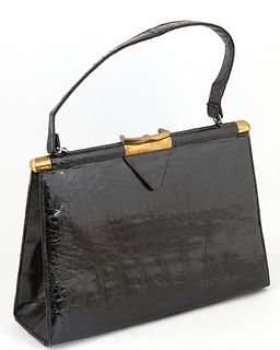 Vintage Black Alligator Handbag