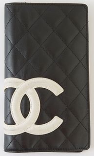 Chanel Cambon Black and Neon Pink Quilted Leather Bifold Wallet, c