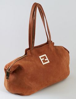 Fendi Brown Calf Leather Nubuck Medium Chains Tote, with double handles and gold hardware, the interior of the bag lined in "Fendi"...