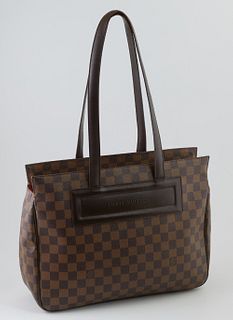 Louis Vuitton Brown Damier Ebene PM Parioli Shoulder Bag, the exterior fron with a secret open pocket with burnt umber suede interio...