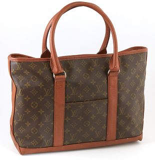 Louis Vuitton Brown Monogram Coated Canvas PM Sac Weekend Shoulder Bag, the exterior with dark brown leather accents and straps with...