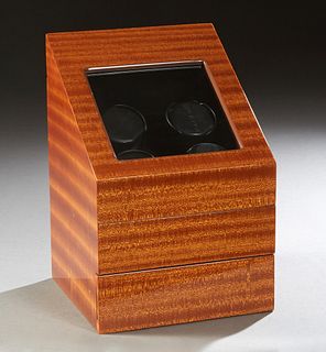 Orbita Programmable Watch Winder, 20th c., battery operated, the glass lid over four winders, and a lower drawer with storage space...