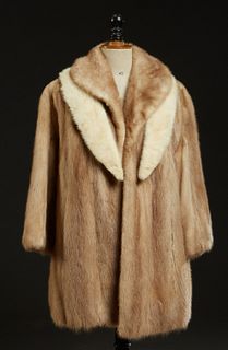 Vintage Blonde Fur Jacket, from Kramer's, New Haven, together with a white fur collar with a silk lining and snaps, Jacket- H.- 34 i...