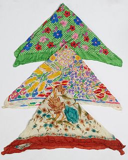 Group of Three Silk Scarves, Largest- H.- 35 in., W.- 35 in. 