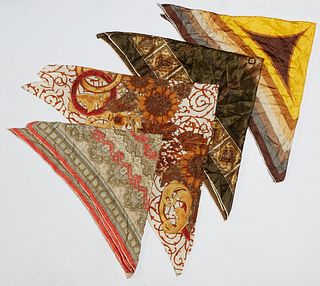 Group of Four Silk Scarves, Largest- H.- 25 in., W.- 25 in.