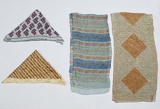 Group of Four Silk Scarves, consisting of two square and two rectangular.