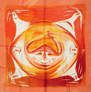 Hermes 'Smiles in Third Millenary' Silk Scarf, by I.A. Kwumi Sefidin, first issued in 2000, with signature hand rolled edges, H.- 35...
