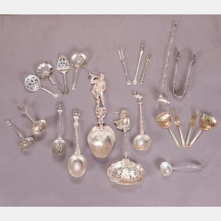 A Miscellaneous Collection of Continental Silver Souvenir Spoons, 19th Century.
