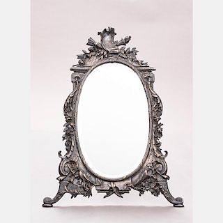 A Louis XV Style Silver Plated Table Mirror, 20th Century.