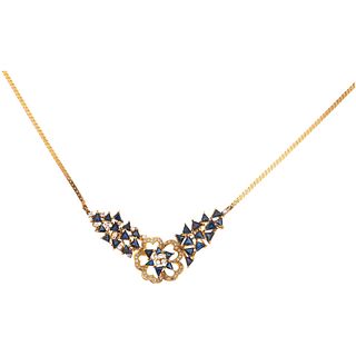 CHOKER WITH SAPPHIRES AND DIAMONDS. 14K YELLOW GOLD