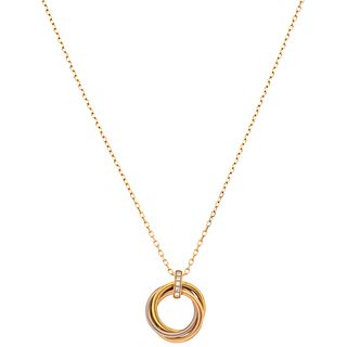 CHOKER AND PENDANT WITH DIAMONDS. 18K YELLOW, WHITE AND PINK GOLD. CARTIER, TRINITY COLECTION