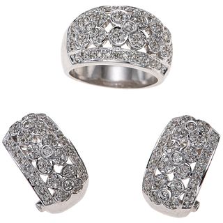 RING AND EARRINGS SET WITH DIAMONDS. 18K WHITE GOLD