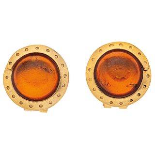  AMBER EARRINGS. 18K YELLOW GOLD. EUGENIA BY TOUS