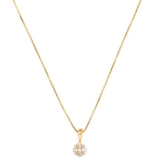 NECKLACE AND PENDANT WITH DIAMOND. 14K YELLOW GOLD