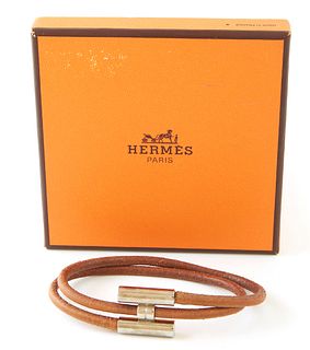 Hermes Tournis Bracelet, with stainless steel hardware and brown calf leather band, in a Hermes presentation box,