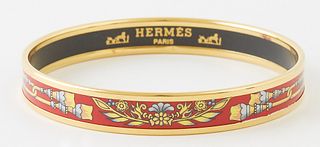 Hermes PM Enamel Bangle, with tassel and flower motifs, Dia.- 3 in.